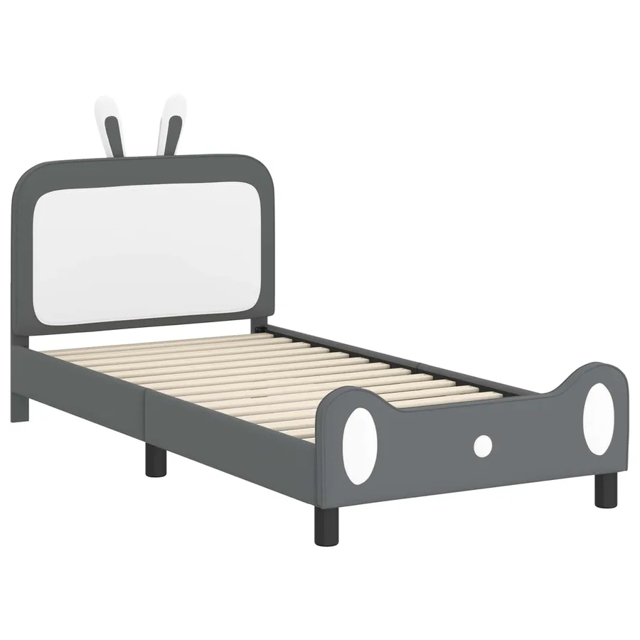 Cadre de lit pour enfants avec tête de lit Gris clair PU - 4