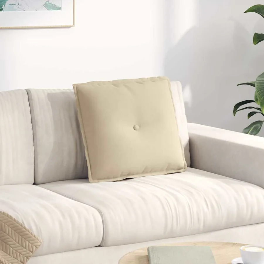 Coussin de Dos Crème 50 x 45 cm Tissu en microfibre
