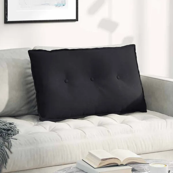 Coussin de Dos Noir 80 x 50 cm Tissu en microfibre