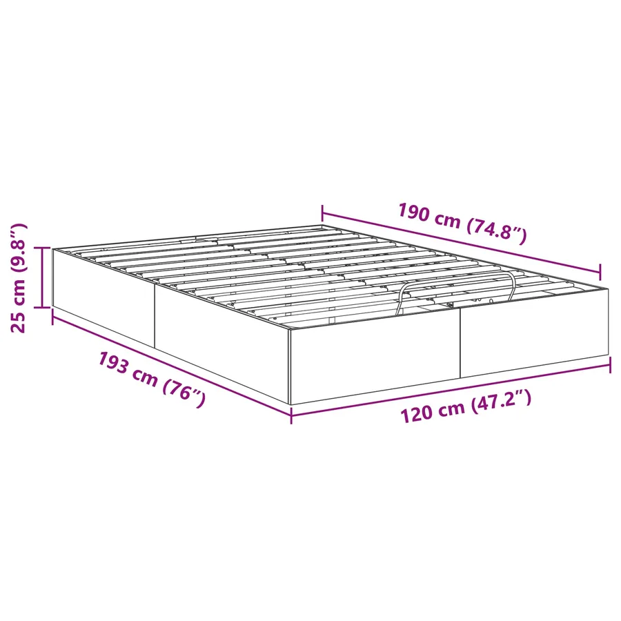 Cadre de lit ottoman Gris Sonoma 193 x 120 x 25 cm - 11