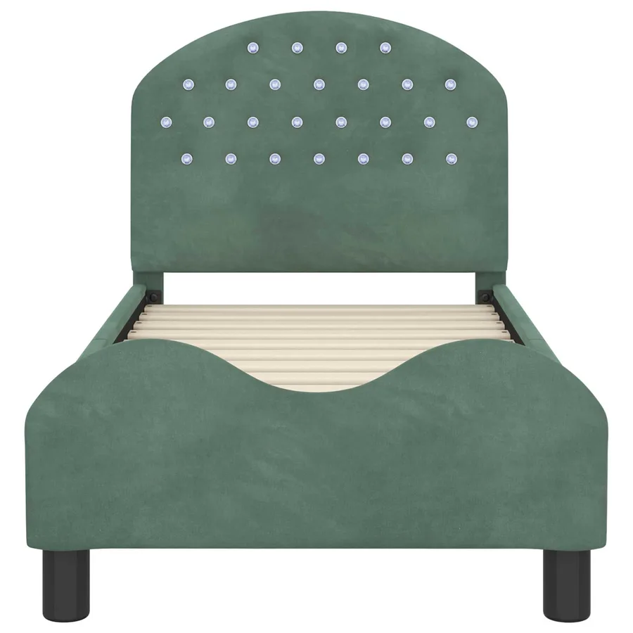Cadre de lit pour tout-petit avec tête de lit Vert Mer Velours - 5