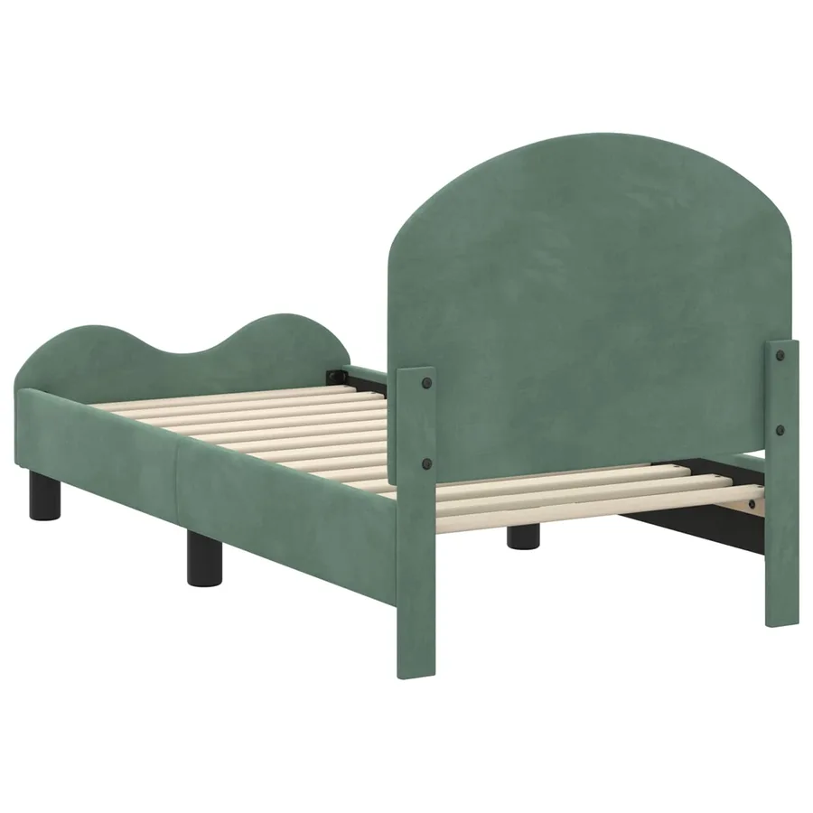 Cadre de lit pour tout-petit avec tête de lit Vert Mer Velours - 7