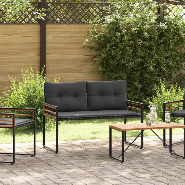 Banc à couches en bois avec coussin Gris foncé 114 x 55 x 77 cm