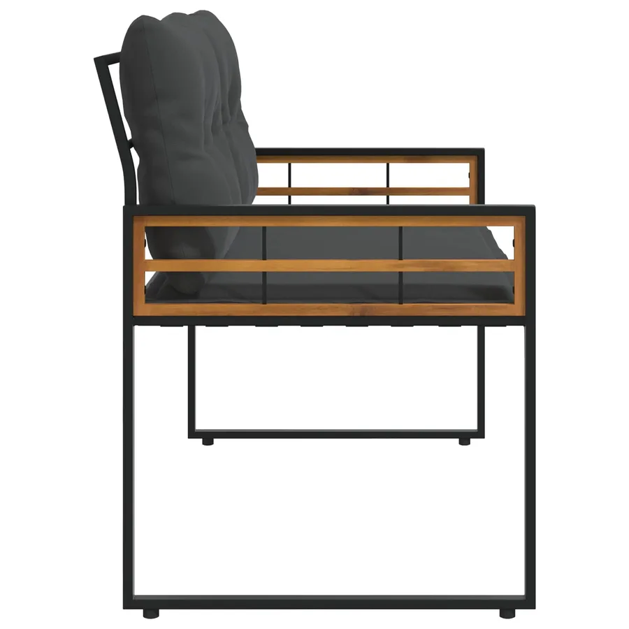 Banc à couches en bois avec coussin Gris foncé 114 x 55 x 77 cm - 5