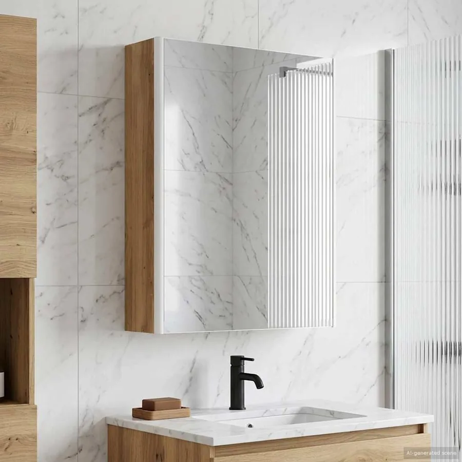 Armoire Miroir de Salle de Bain Chêne artisan