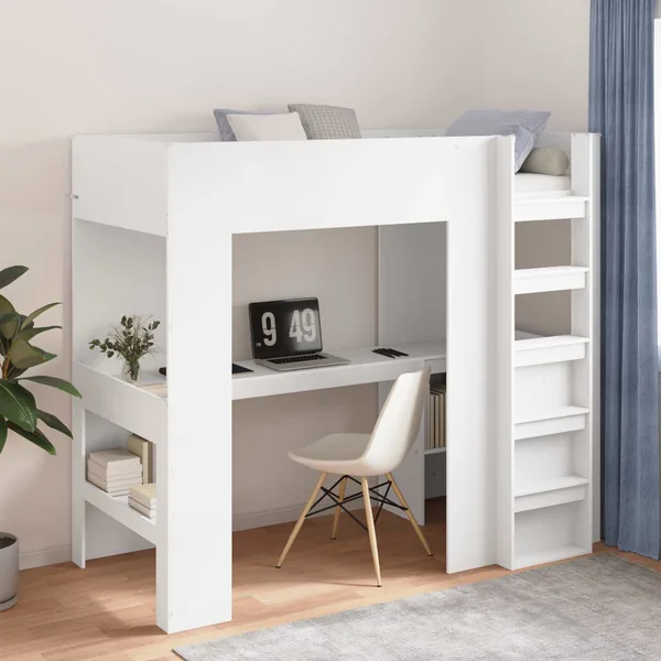 Cadre de lit superposé avec bureau Blanc 100 x 200 cm