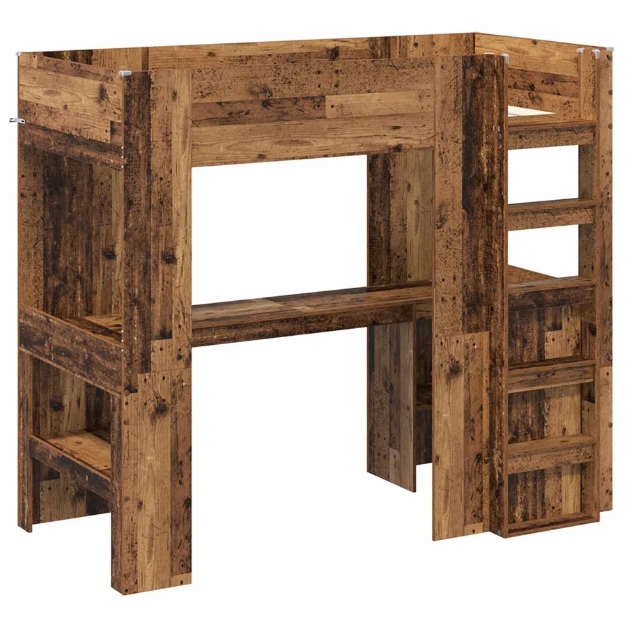 Cadre de lit superposé avec bureau Bois ancien 100 x 200 cm - 4