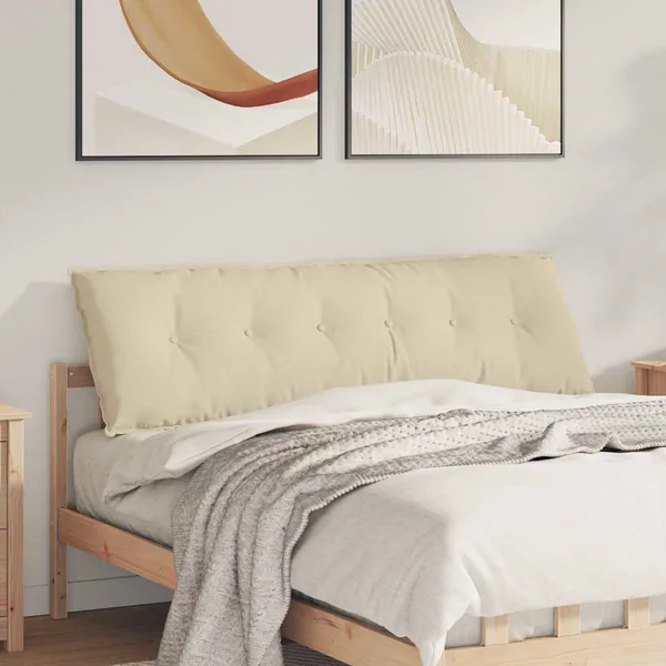 Coussin de Dos Crème 160 x 19 x 50 cm tissu