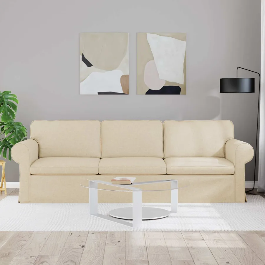 Canapé Crème 245 x 82 x 80 cm tissu - 3