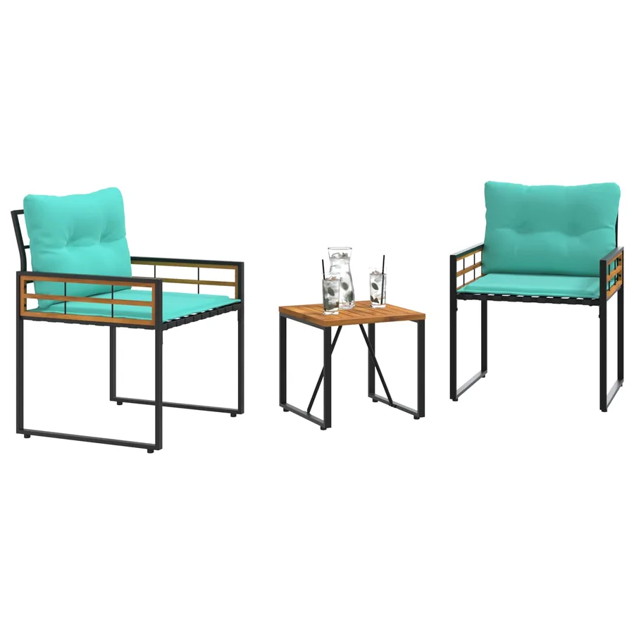 Ensemble de meubles d'extérieur avec coussin 3 pcs Turquoise - 3