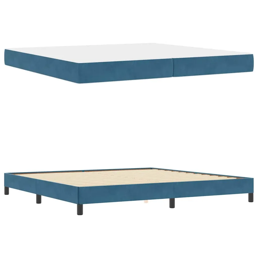 Lit à ressorts avec matelas Bleu foncé 200 x 220 cm tissu - 4