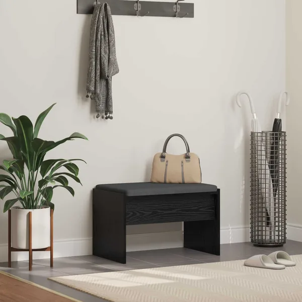 Banc d'entrée avec coussin Chêne noir 63 x 38 x 40 cm