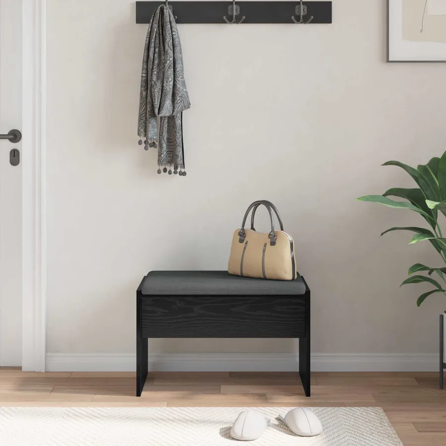 Banc d'entrée avec coussin Chêne noir 63 x 38 x 40 cm - 4