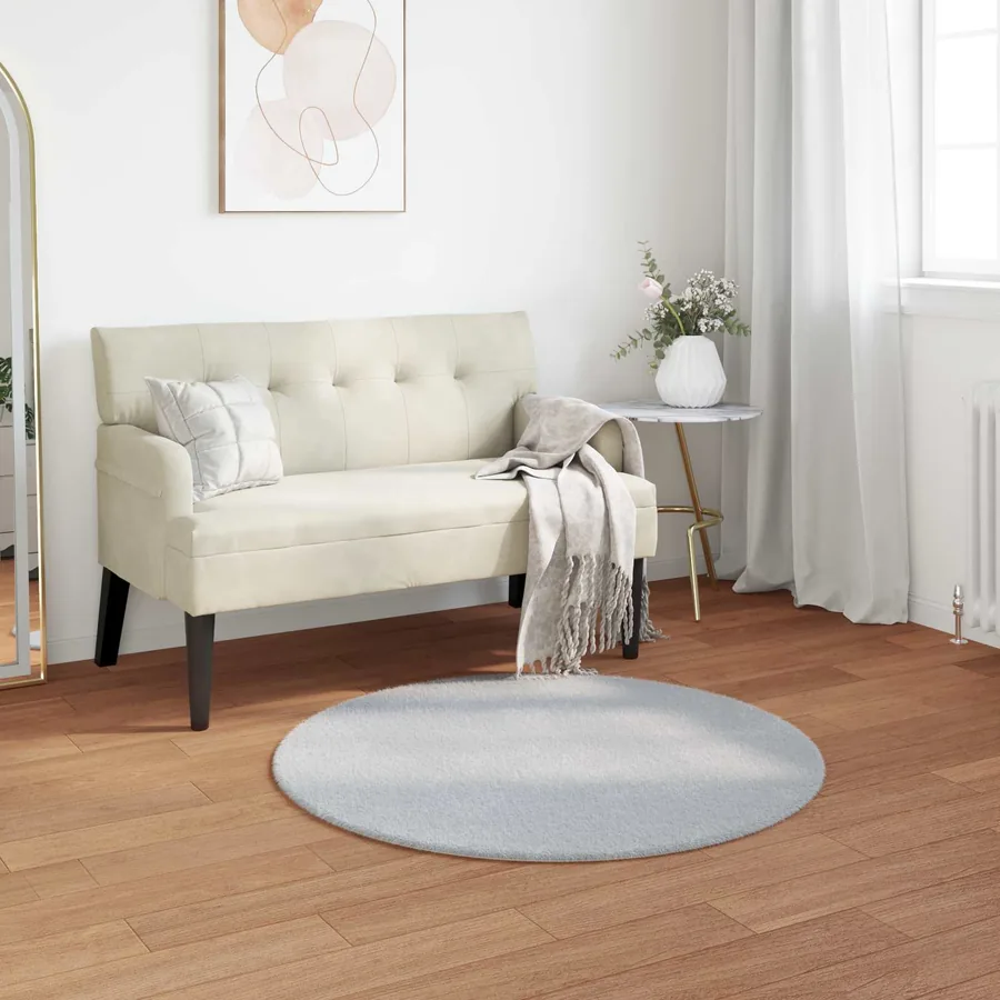 Tapis antidérapant en fausse de lapin OLITE Gris Ø 80 cm