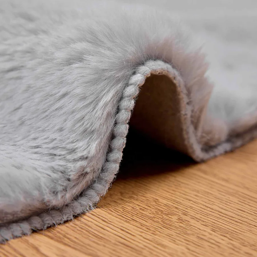 Tapis antidérapant en fausse de lapin OLITE Gris Ø 80 cm - 5