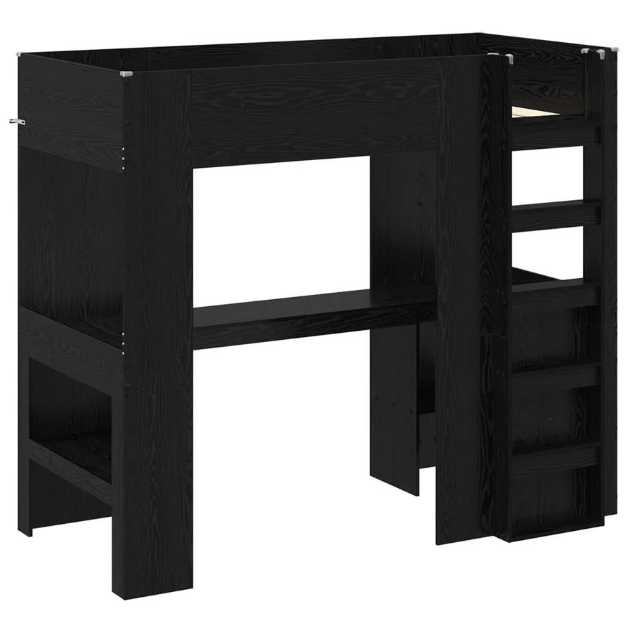 Cadre de lit superposé avec bureau Chêne noir 90 x 200 cm - 4