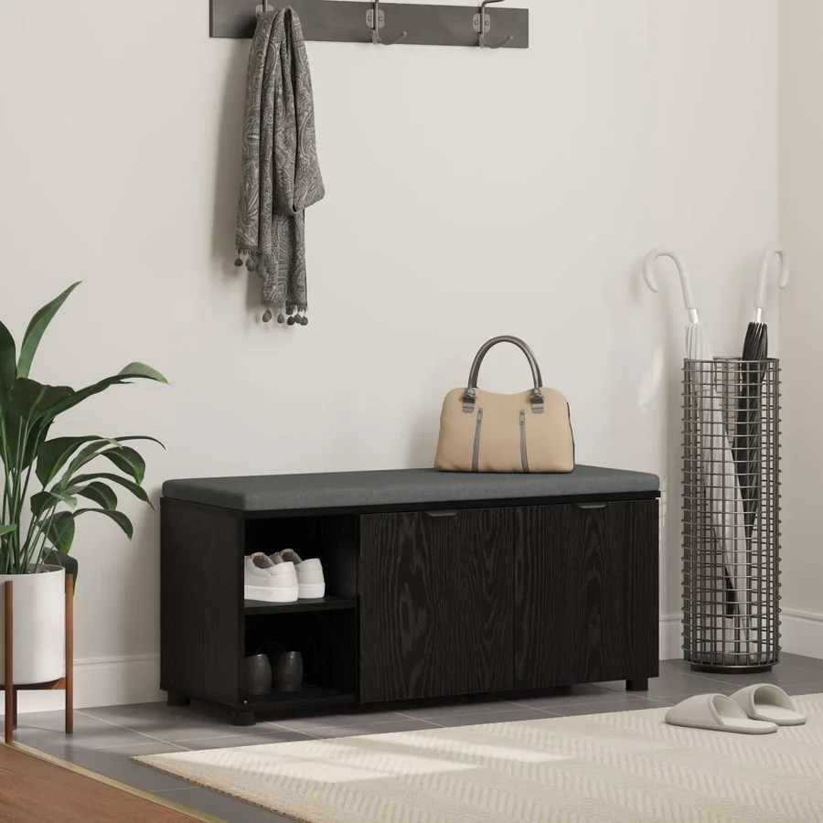 Banc d'entrée avec coussin Chêne Noir 100 x 38 x 46 cm