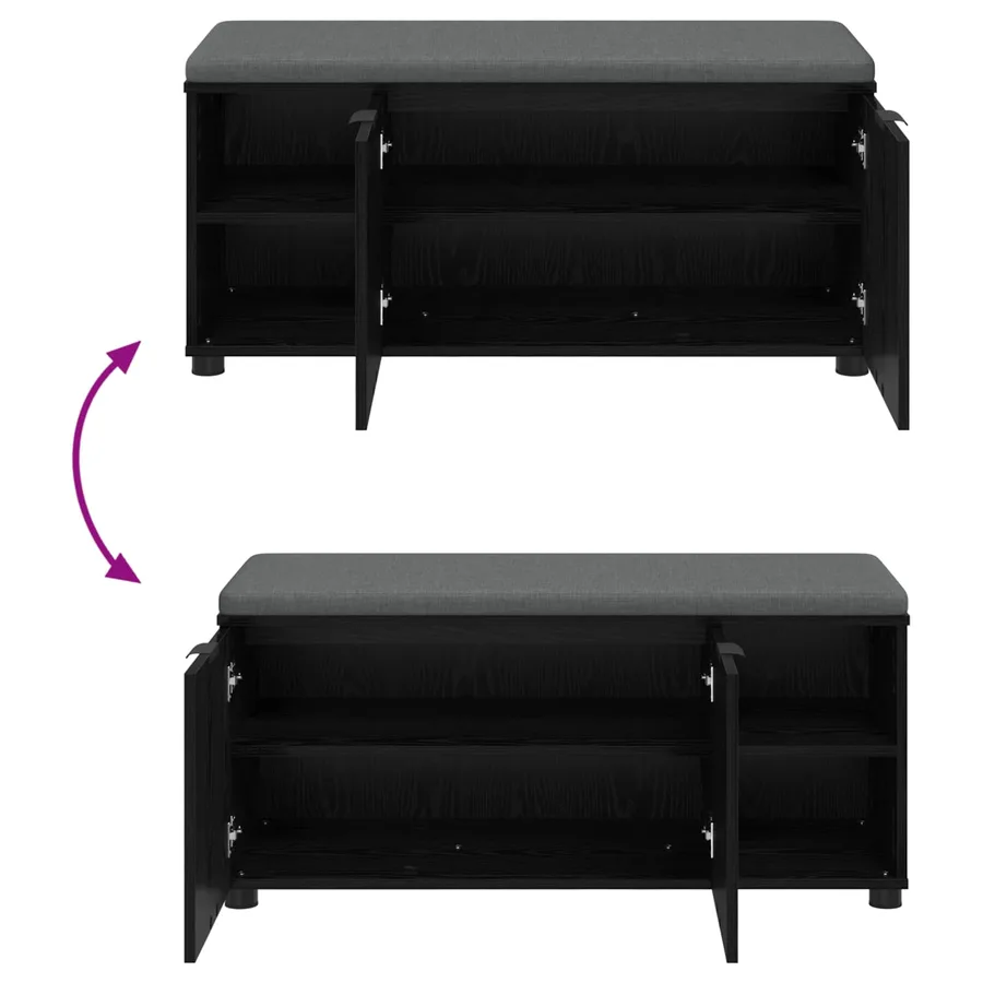 Banc d'entrée avec coussin Chêne Noir 100 x 38 x 46 cm - 10