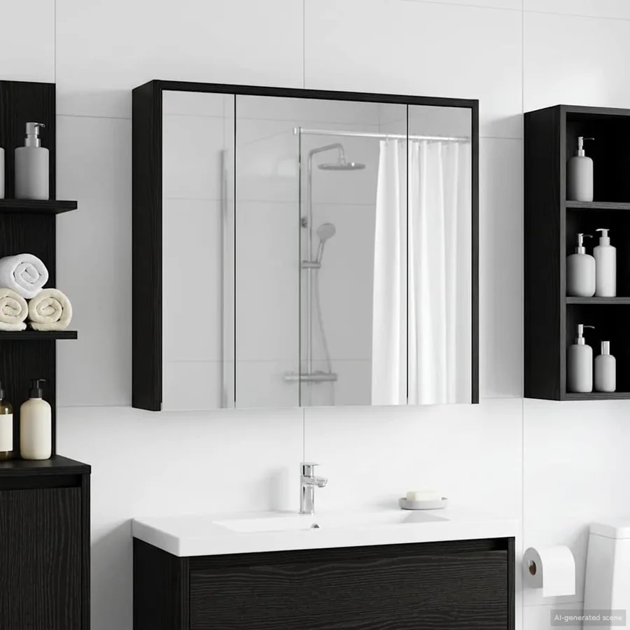 Armoire Miroir de Salle de Bain Chêne noir 73,5 x 16 x 62,5 cm - 4