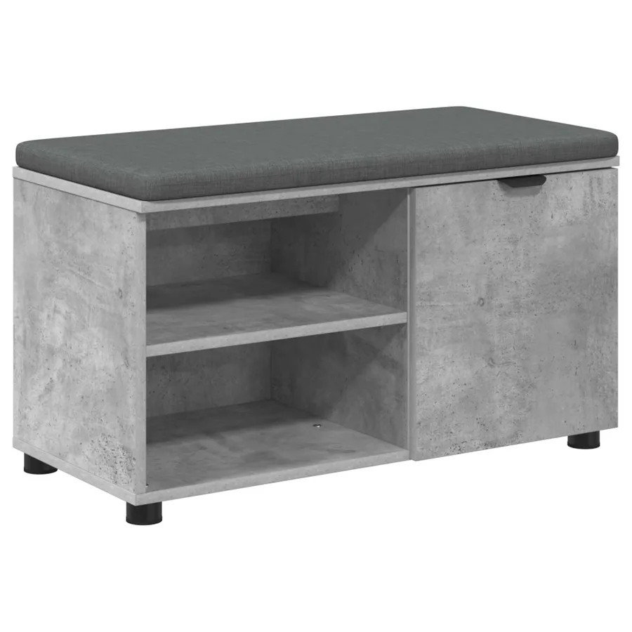 Banc d'entrée avec coussin Gris Béton 80 x 38 x 46 cm - 2