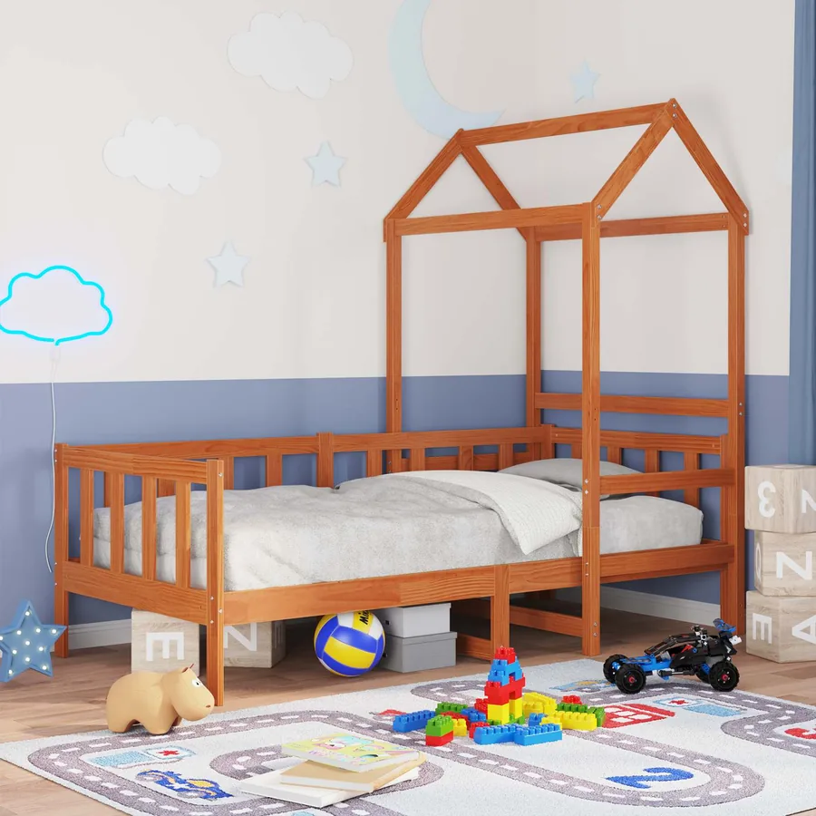 Ensemble Lit de Jour 2 pcs Cire marron Bois de pin massif