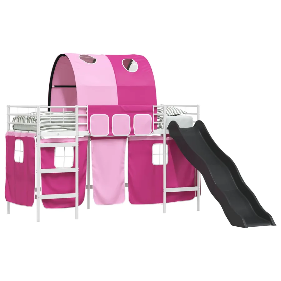 Lit mezzanine pour enfants Blanc et rose 75 x 190 cm Métал - 2