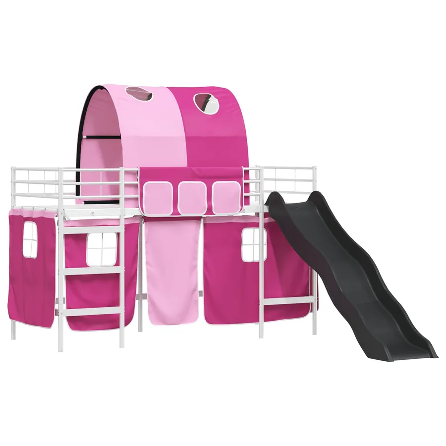 Lit mezzanine pour enfants Blanc et rose 75 x 190 cm Métал - 4