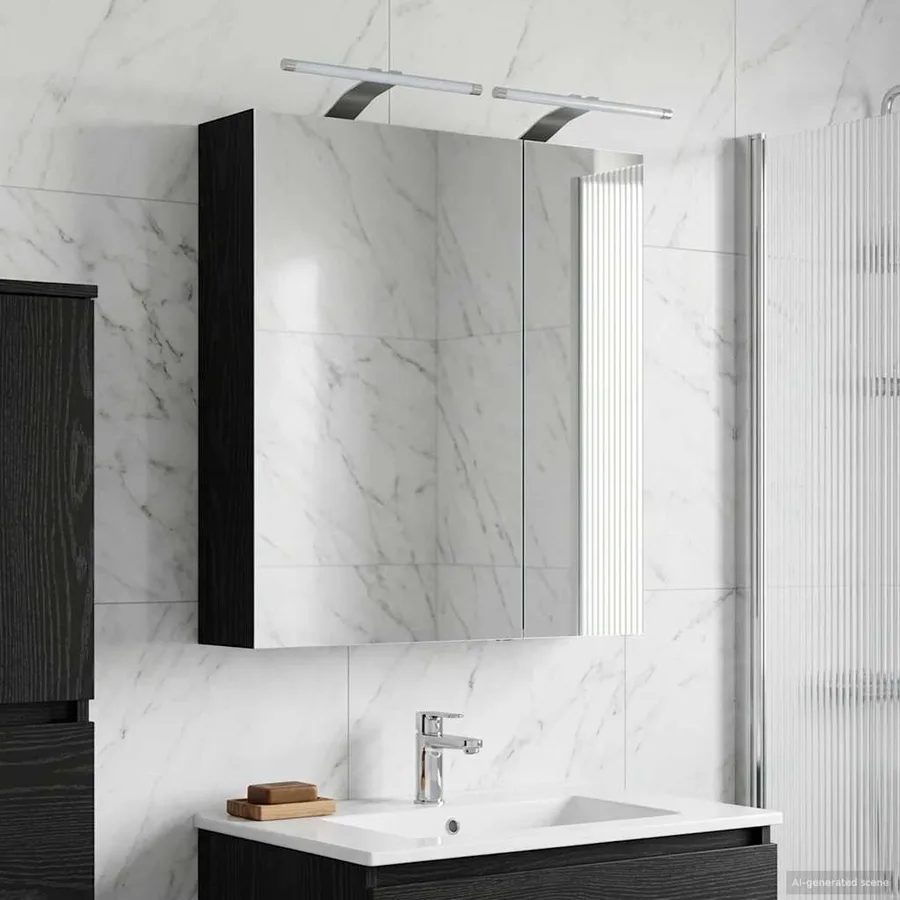 Armoire Miroir de Salle de Bain Chêne noir 60 x 14,5 x 70 cm - 4