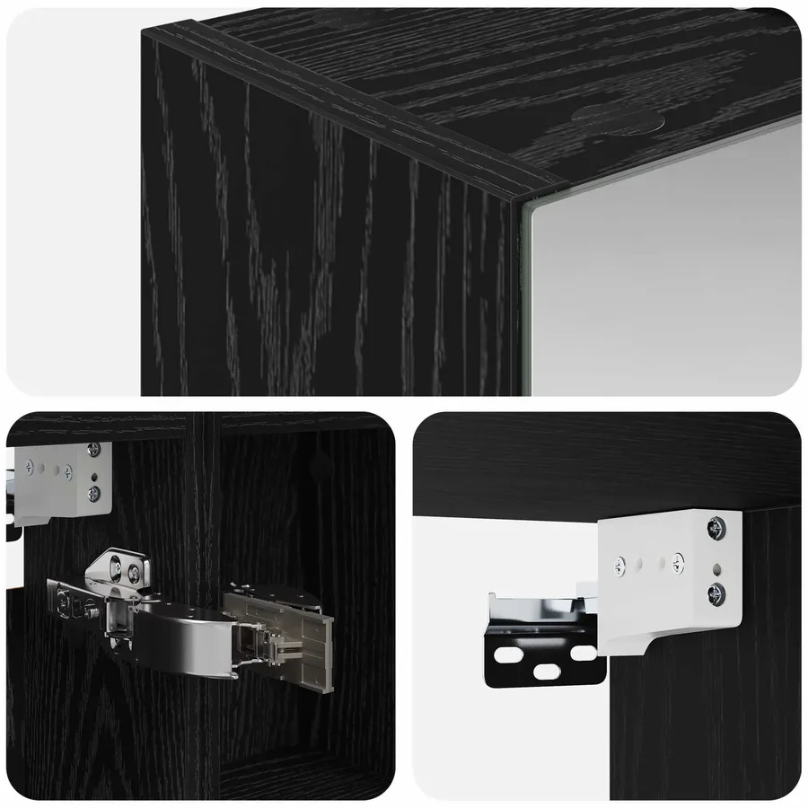 Armoire Miroir de Salle de Bain Chêne noir 60 x 14,5 x 70 cm - 8