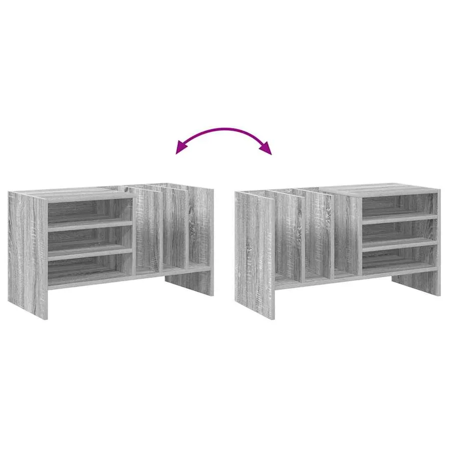 Meuble à vinyles avec étagère Gris Sonoma 78,5 x 35 x 45 cm - 8