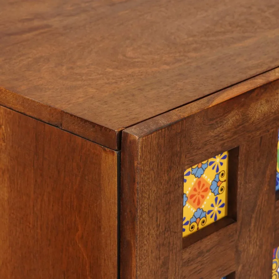 Haut Armoire Noyer 60 x 33,5 x 100 cm Bois de mangue massif - 7