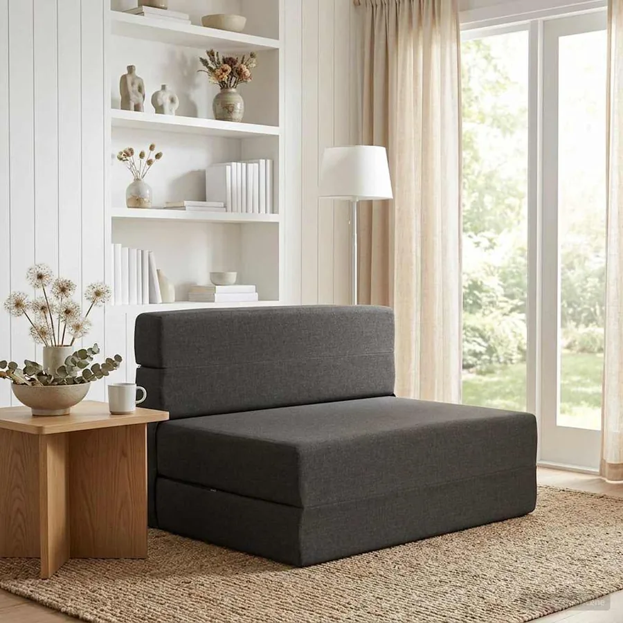 Canapé-lit pliable Gris foncé 100 x 80 x 60 cm Tissu
