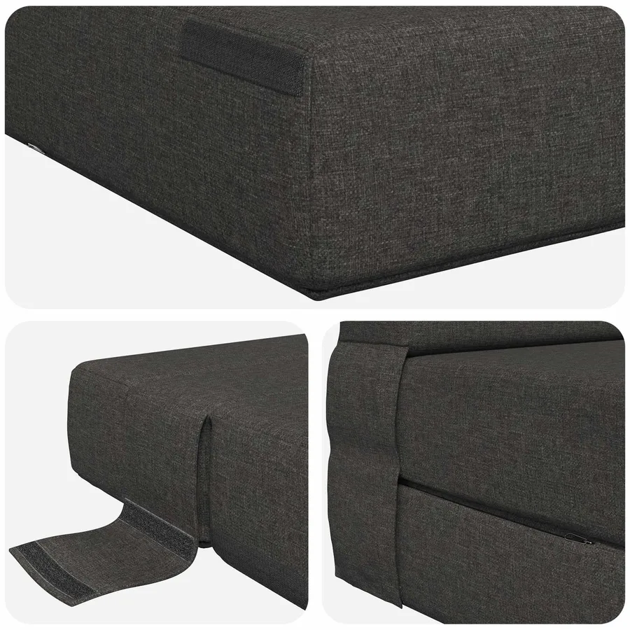 Canapé-lit pliable Gris foncé 100 x 80 x 60 cm Tissu - 6