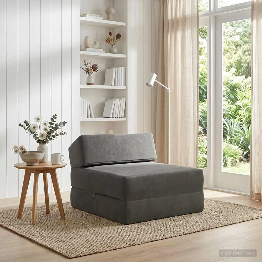 Canapé-lit pliable Gris foncé 60 x 70 x 41 cm Tissu
