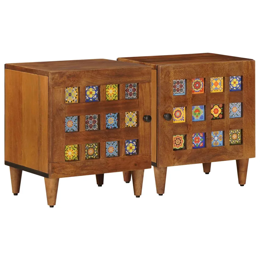 Cabinet de chevet 2 pcs Marron 40 x 33 x 46 cm - 2