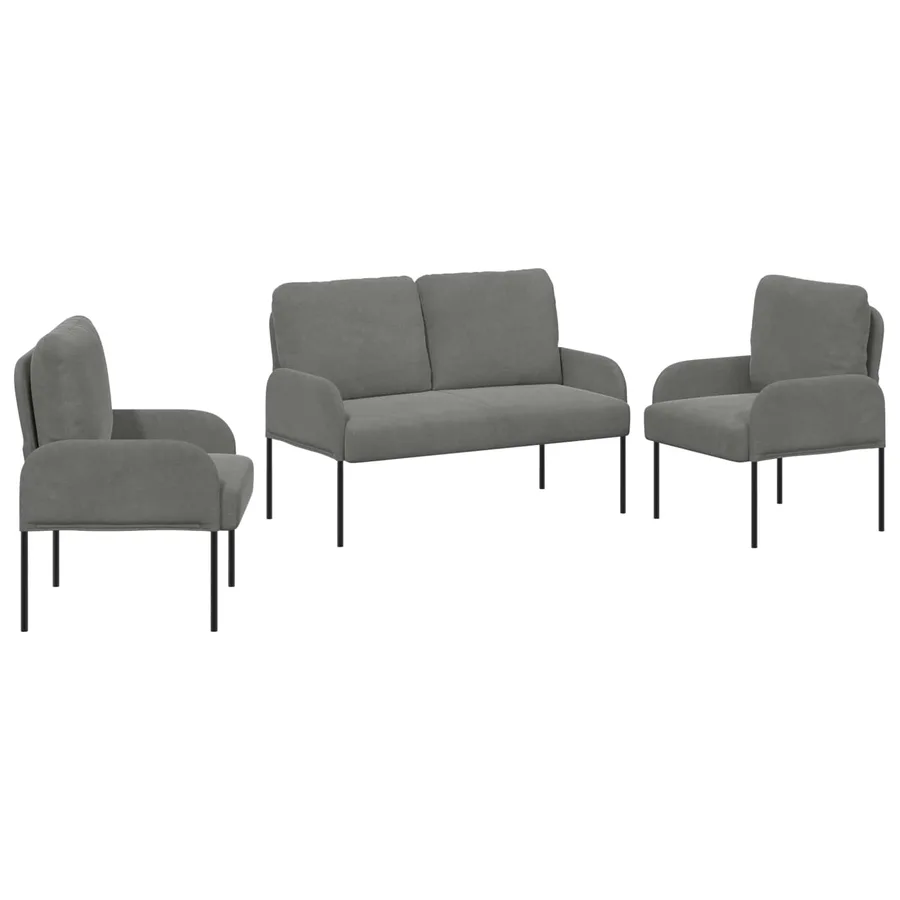 Ensembles de canapés 3 pcs Gris foncé 115 x 56 x 80 cm - 2