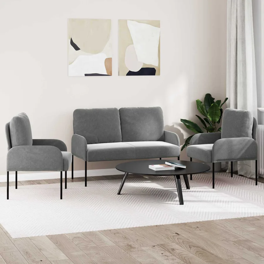 Ensembles de canapés 3 pcs Gris foncé 115 x 56 x 80 cm - 3
