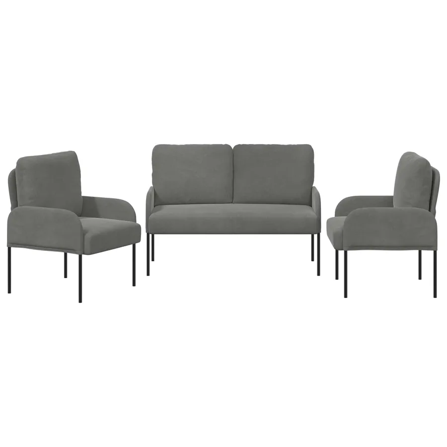 Ensembles de canapés 3 pcs Gris foncé 115 x 56 x 80 cm - 6
