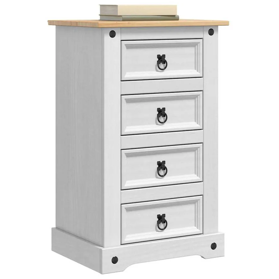Table de chevet Corona Blanc 53 x 39 x 84 cm Pin massif - 3