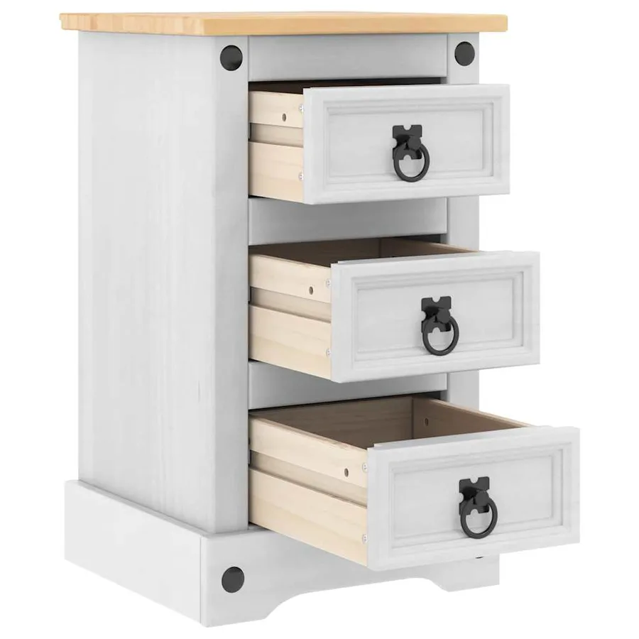 Table de chevet Corona Blanc 35 x 32,5 x 58 cm Pin massif - 5