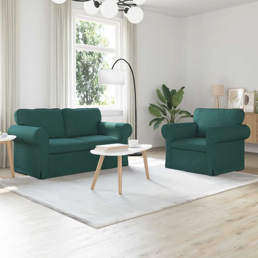 Ensemble de Canapés 2 pcs Vert foncé 155 x 82 x 80 cm tissu