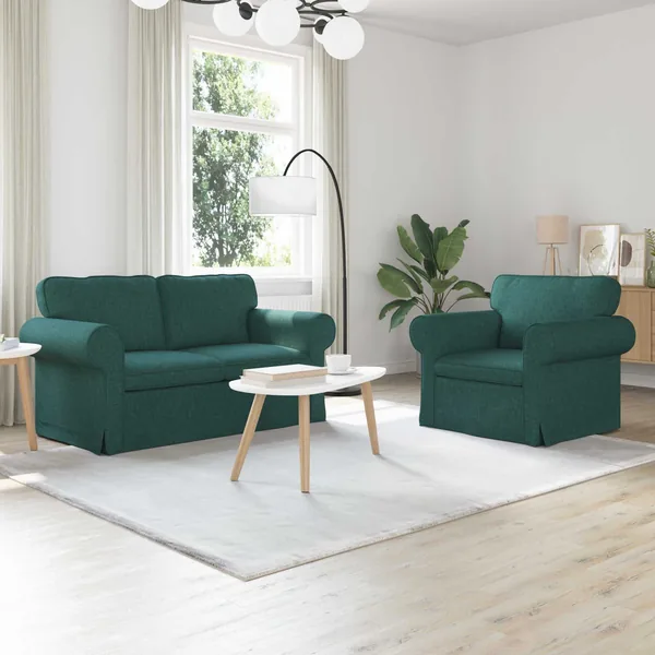 Ensemble de Canapés 2 pcs Vert foncé 155 x 82 x 80 cm tissu