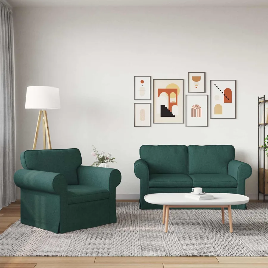 Ensemble de Canapés 2 pcs Vert foncé 155 x 82 x 80 cm tissu - 3