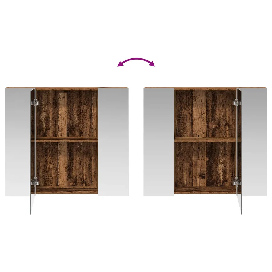 Armoire Miroir de Salle de Bain Bois ancien 80 x 14.5 x 70 cm - 8