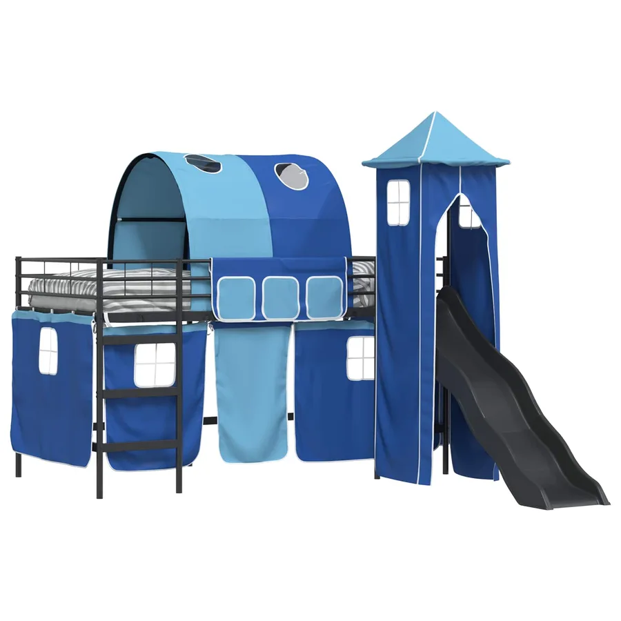 Lit mezzanine pour enfants Uni Noir et Bleu 80 x 200 cm métal - 2