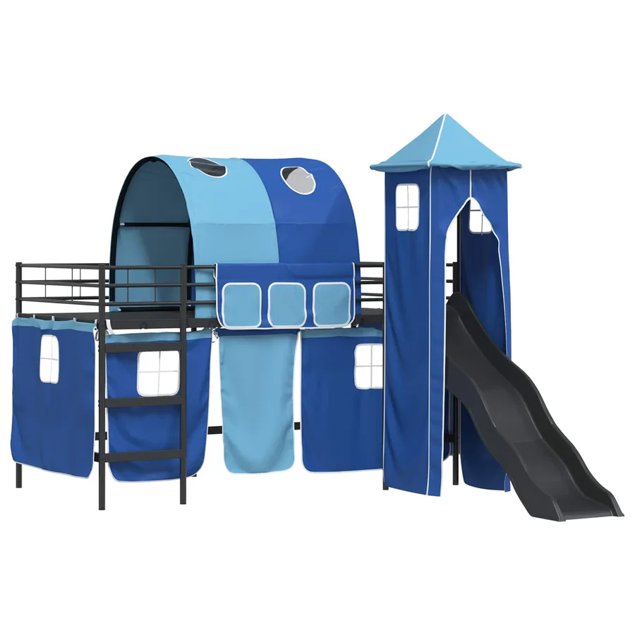 Lit mezzanine pour enfants Uni Noir et Bleu 80 x 200 cm métal - 4