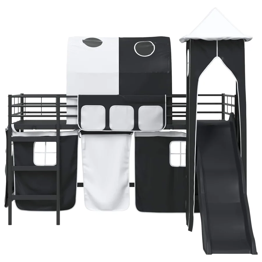 Lit mezzanine pour enfants Uni Noir 80 x 200 cm métal - 6
