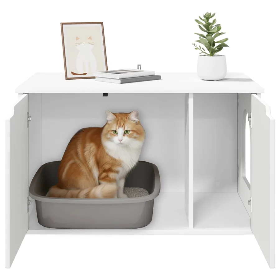 Maison pour chat Blanc 85 x 55 x 50,5 cm Bois d'ingénierie - 11