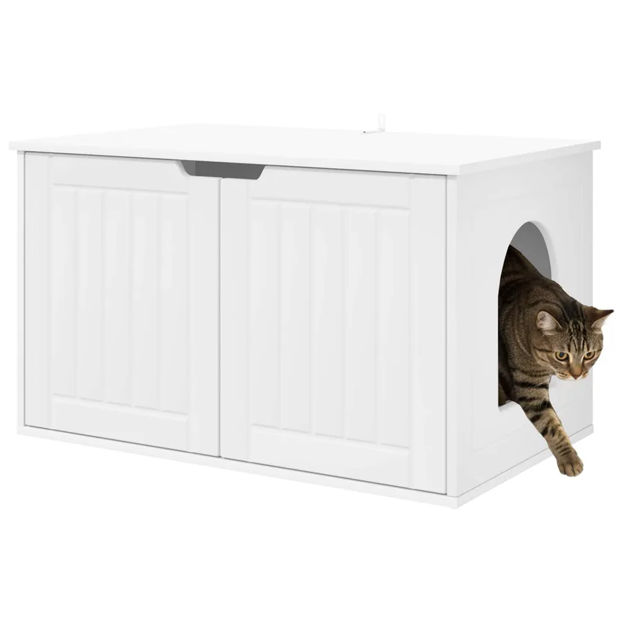 Maison pour chat Blanc 85 x 55 x 50,5 cm Bois d'ingénierie - 3