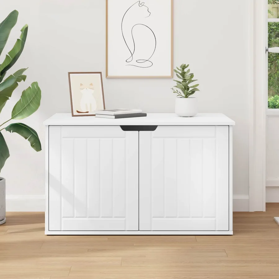 Maison pour chat Blanc 85 x 55 x 50,5 cm Bois d'ingénierie - 4